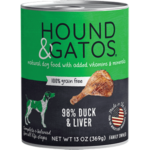 Hound & Gatos 98% Duck Canned Dog Food 13oz - 12 Case Hound & Gatos, duck, Canned, Dog Food, hound, gatos, hound and gatos
